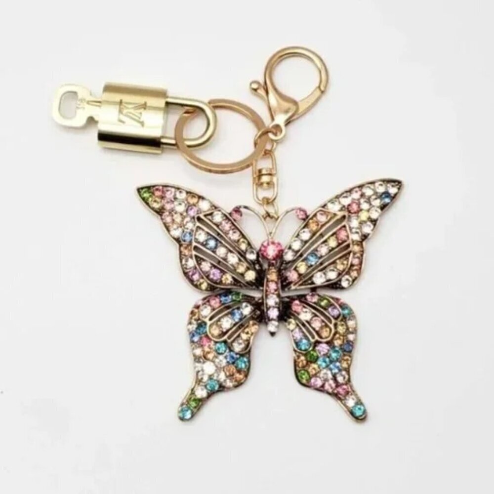 Louis Vuitton Gold Lock 🔒 Authentic LV Key + Unbranded Butterfly Bag Charm - Picture 2 of 7